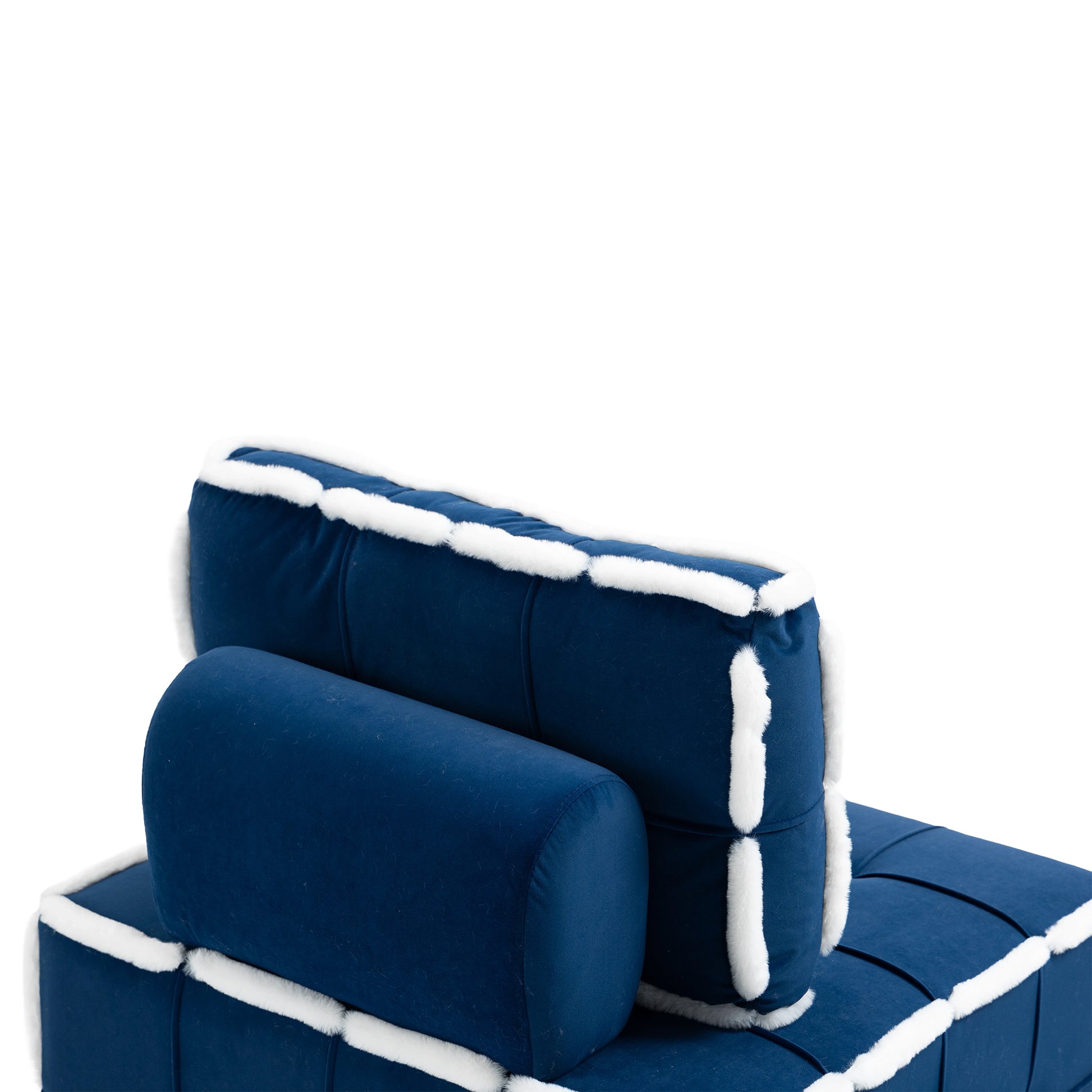 Coolmore Upholstered Deep Seat Armless Accent Single Lazy Sofa Lounge Arm Chair,Comfy Oversized Leisure Barrel Chairs For Living Room Office Meetingroom Aparment Bedroom Furniture Set Blue Velvet