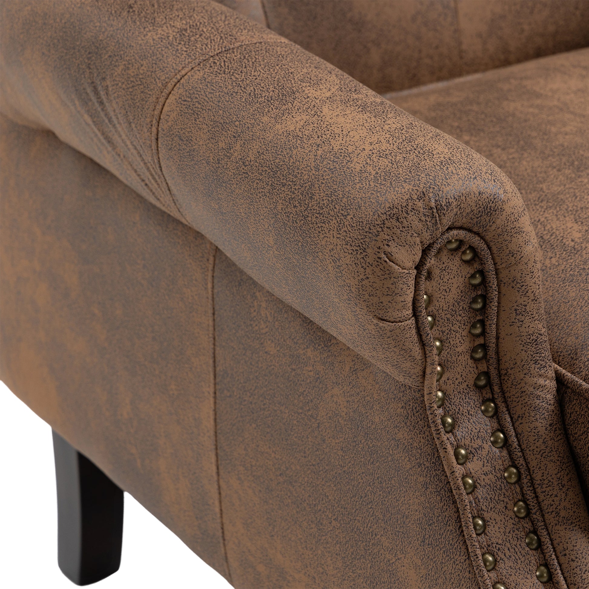 Coolmore Wood Frame Armchair, Modern Accent Chair Lounge Chair With Sturdy Wood Legs For Living Room Bedroom Coffee Pu Coffee Foam Microsuede