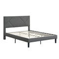 Queen Size Upholstered Platform Bed Frame ,Wood Slat Support, Easy Assembly,Grey Grey Linen