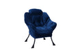 Living Room Chairs Modern Cotton Fabric Lazy Chair, Accent Contemporary Lounge Chair, Single Steel Frame Leisure Sofa Chair With Armrests And A Side Pocket Blue ,With Ottoman ,With Footrest Blue Primary Living Space Soft Polyester Fiber Pad Fabric 1 Seat