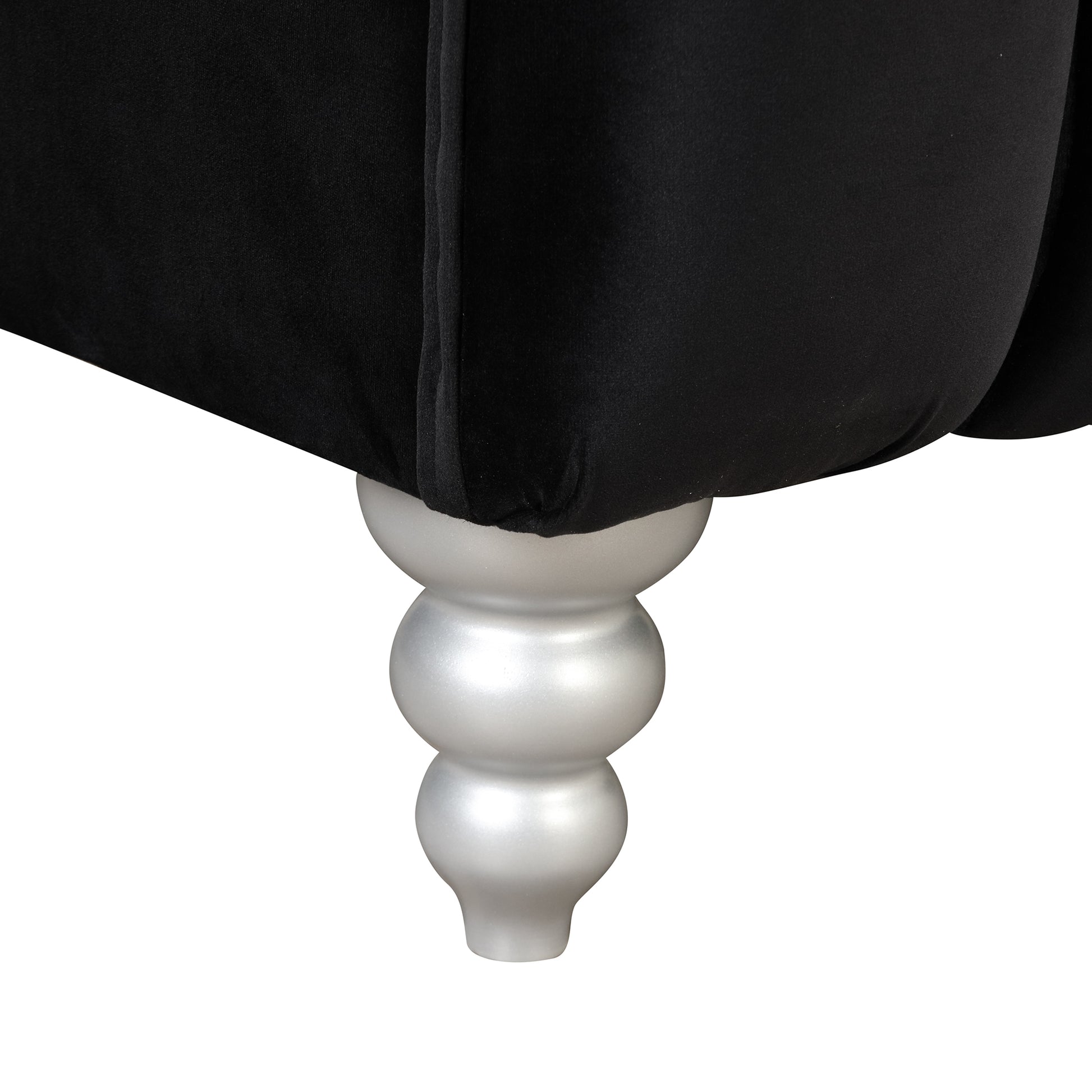 89" Modern Sofa Dutch Fluff Upholstered Sofa With Solid Wood Legs, Buttoned Tufted Backrest,Black Black Foam Polyester 3 Seat