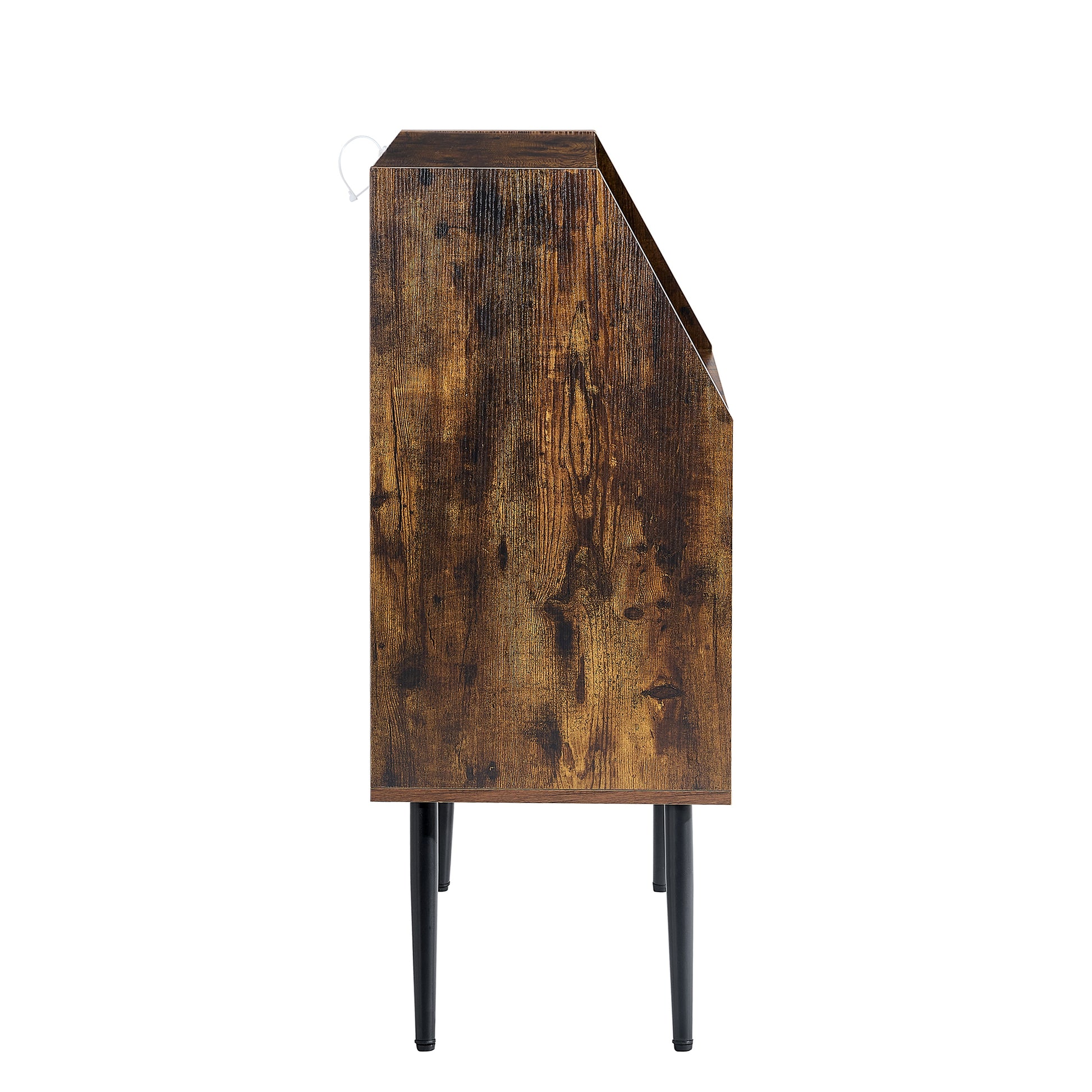 Sideboard, Bufft Cabinet, Side Dining Table, Glass Door, 1Pc Per Ctn, Brown, Industry Brown Mdf Glass