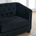 77 Inch Modern Chesterfield Velvet Sofa, 3 Seater Sofa, Upholstered Tufted Backrests With Arms And 2 Cushions For Living Room, Bedroom, Apartment, Office Black Black Primary Living Space Foam Velvet