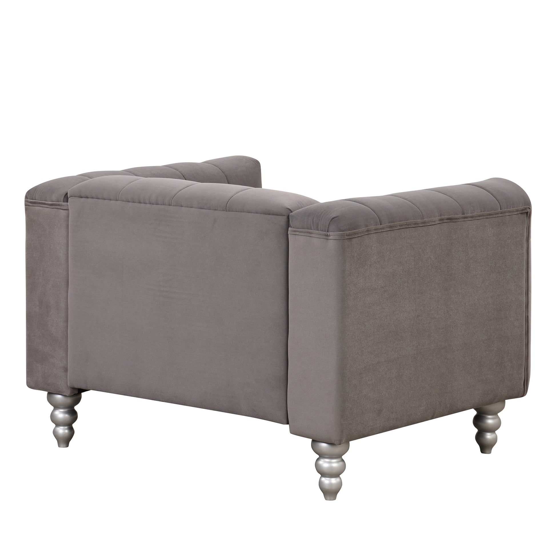 42" Modern Sofa Dutch Fluff Upholstered Sofa With Solid Wood Legs, Buttoned Tufted Backrest,Gray Gray Foam Polyester 1 Seat