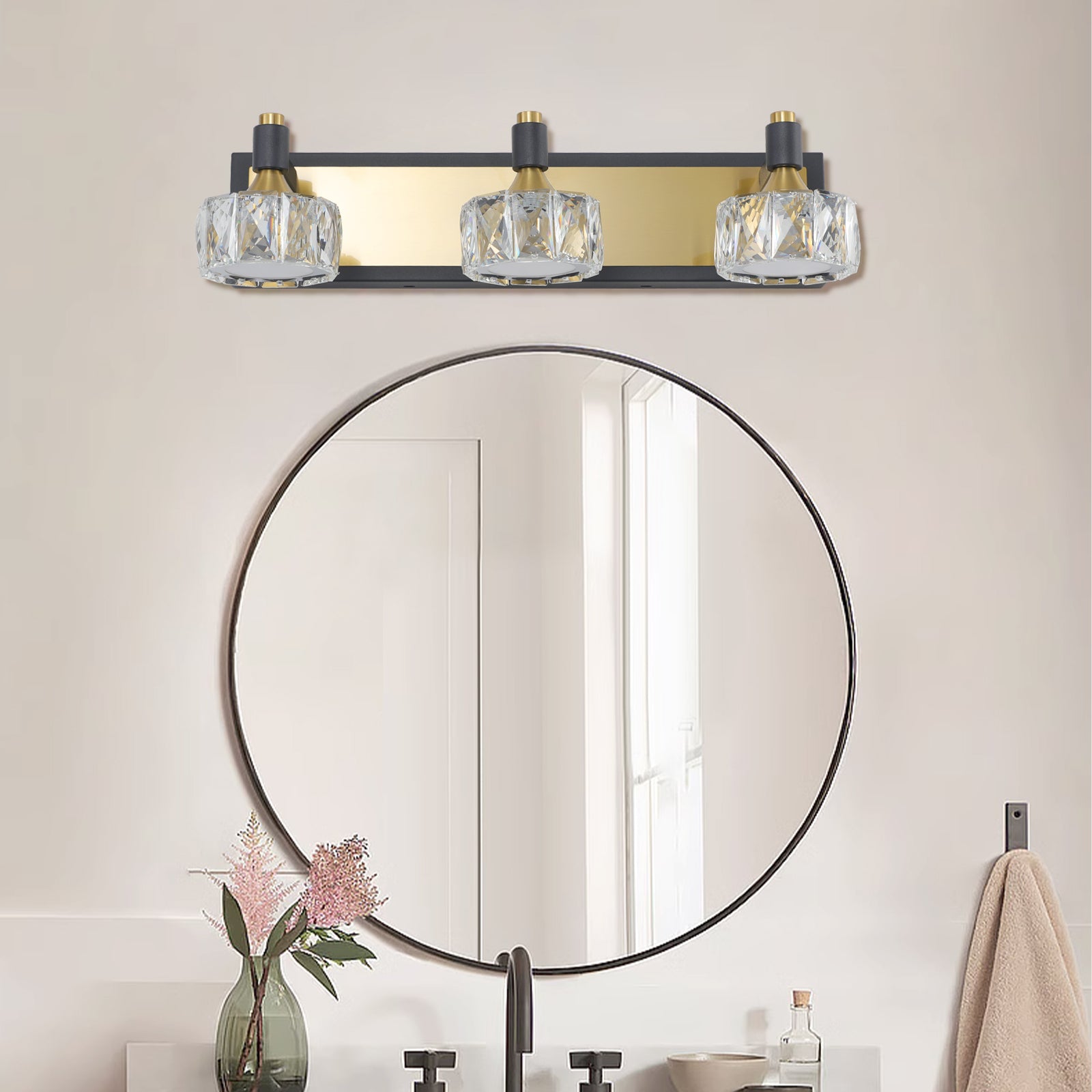 Led 3 Light Modern Crystal Bathroom Vanity Light Over Mirror Bath Wall Lighting Fixtures Yellow Brown Luxury,Modern Iron