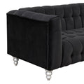 Modern 3 Piece Sofa Set With Solid Wood Legs, Buttoned Tufted Backrest, Dutch Fleece Upholstered Sofa Set Including Three Seater Sofa, Double Seat And Living Room Furniture Set Single Chair, Black Black Foam Polyester