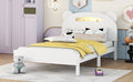 Twin Size Wood Platform Bed With Bear Shaped Headboard,Bed With Motion Activated Night Lights,White White Wood