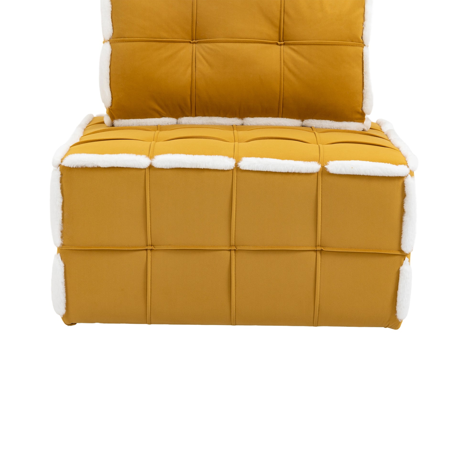 Coolmore Upholstered Deep Seat Armless Accent Single Lazy Sofa Lounge Arm Chair,Comfy Oversized Leisure Barrel Chairs For Living Room Office Meetingroom Aparment Bedroom Furniture Set Mustard Yellow Velvet