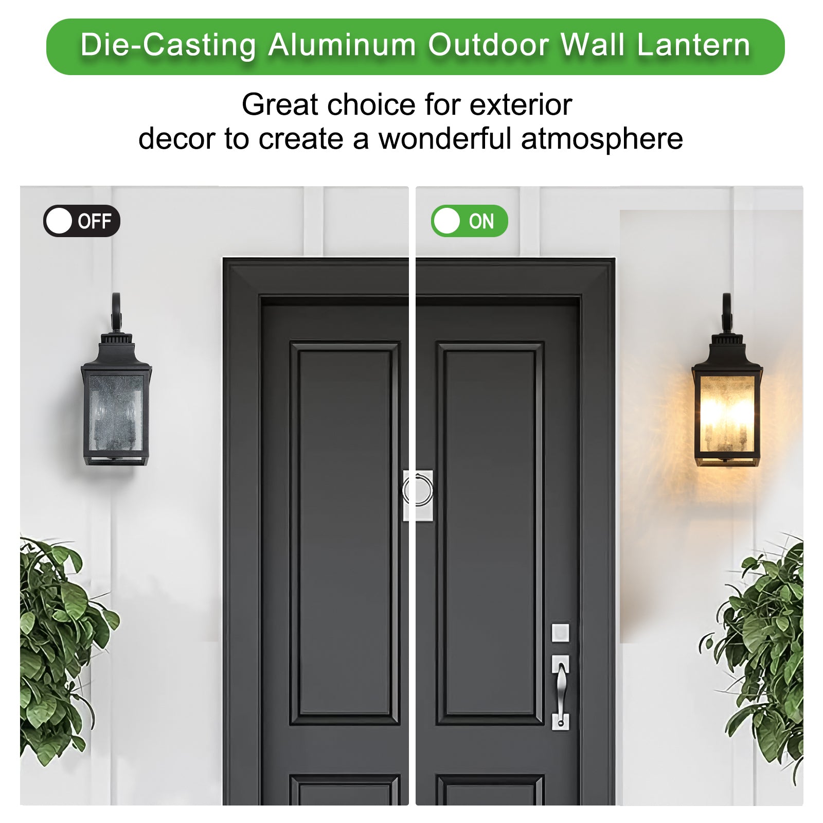 Large Outdoor Wall Lamps With Glass Supports Multiple Types Of Light Bulbs 2Pack Black Traditional Acrylic