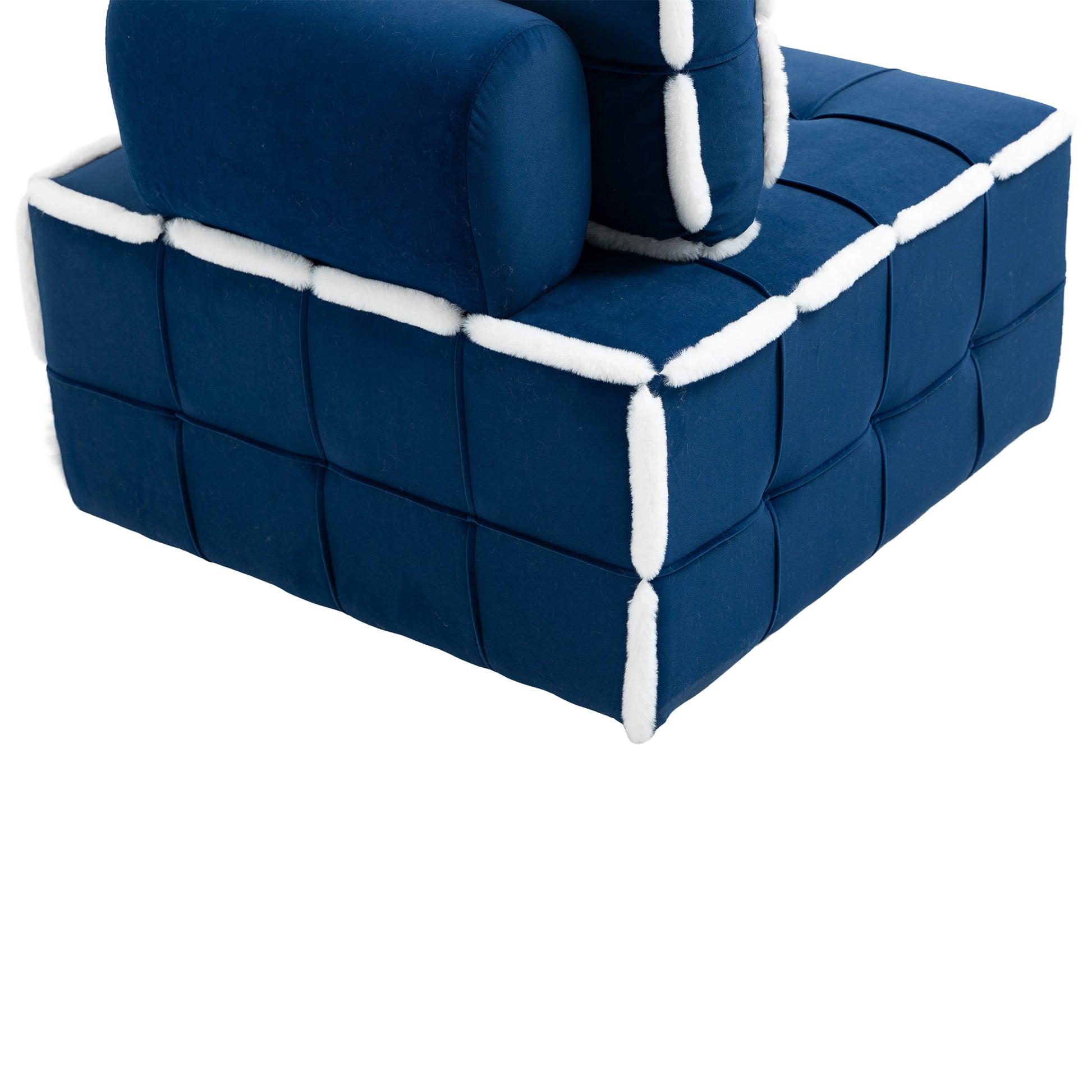 Coolmore Upholstered Deep Seat Armless Accent Single Lazy Sofa Lounge Arm Chair,Comfy Oversized Leisure Barrel Chairs For Living Room Office Meetingroom Aparment Bedroom Furniture Set Blue Velvet