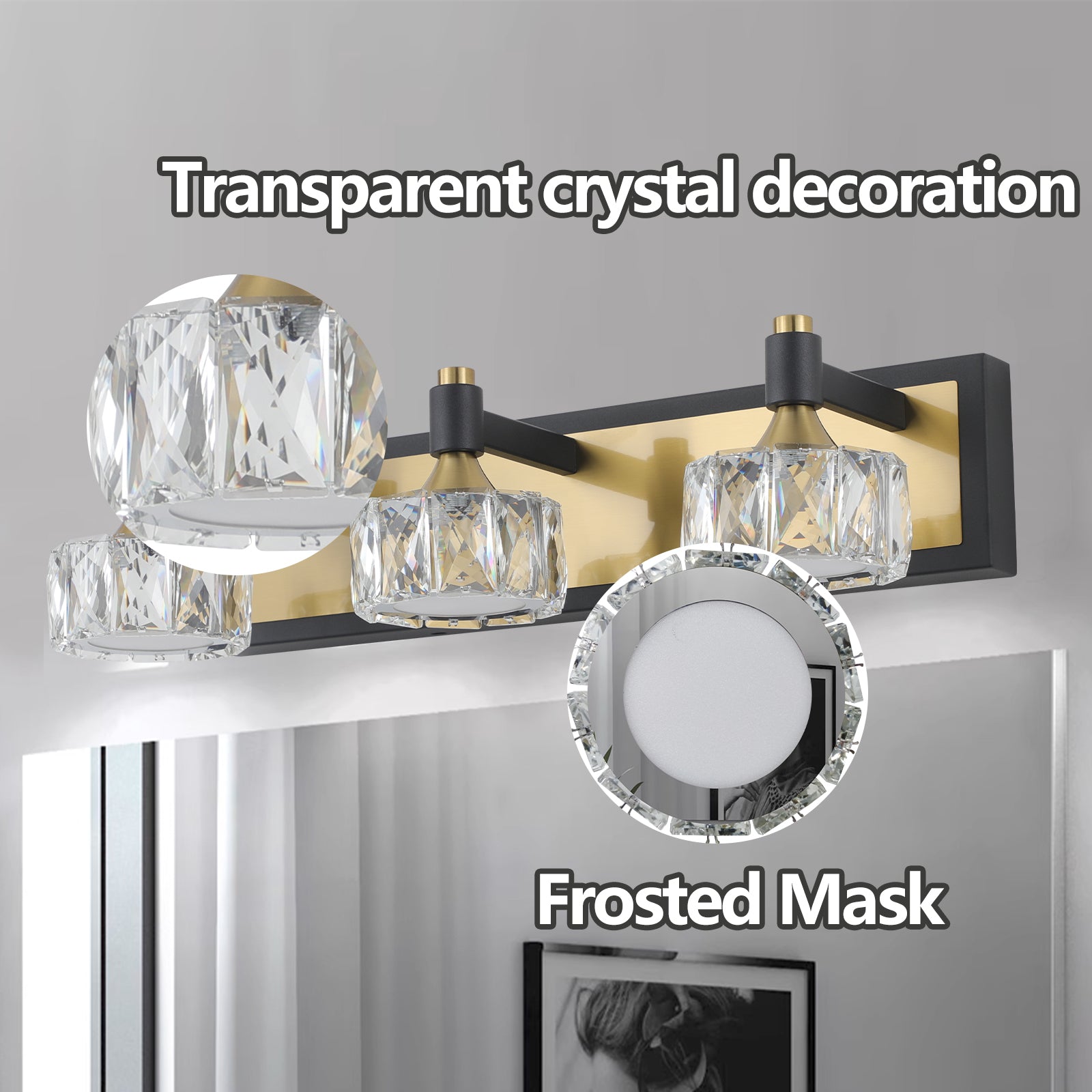 Led 3 Light Modern Crystal Bathroom Vanity Light Over Mirror Bath Wall Lighting Fixtures Yellow Brown Luxury,Modern Iron