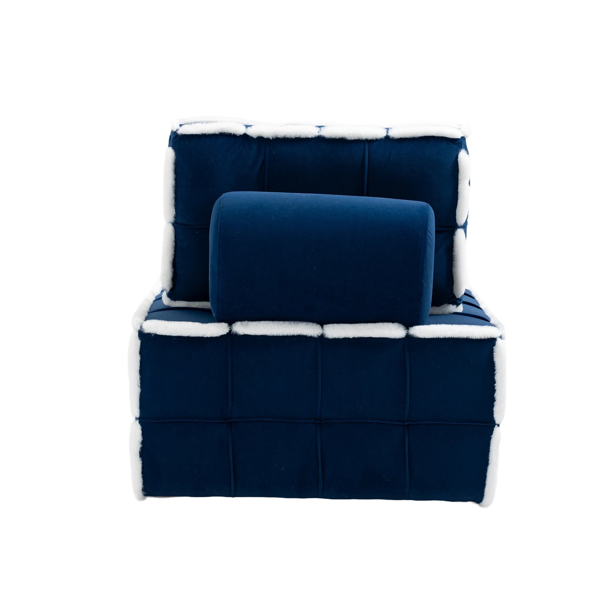 Coolmore Upholstered Deep Seat Armless Accent Single Lazy Sofa Lounge Arm Chair,Comfy Oversized Leisure Barrel Chairs For Living Room Office Meetingroom Aparment Bedroom Furniture Set Blue Velvet