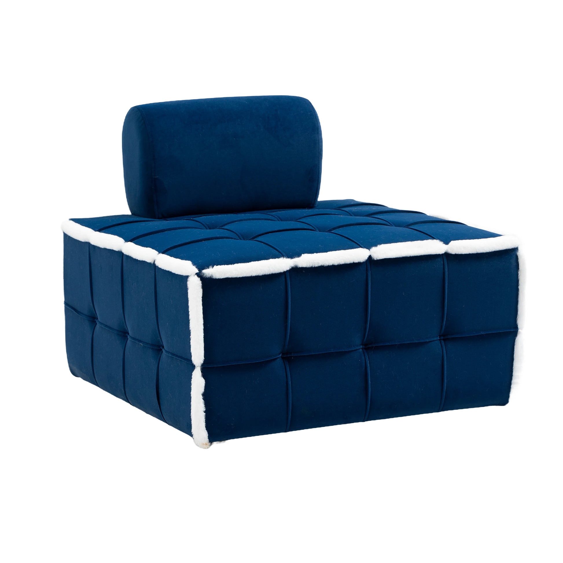 Coolmore Upholstered Deep Seat Armless Accent Single Lazy Sofa Lounge Arm Chair,Comfy Oversized Leisure Barrel Chairs For Living Room Office Meetingroom Aparment Bedroom Furniture Set Blue Velvet