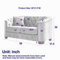 59 Inch Modern Chesterfield Velvet Sofa, 2 Seater Sofa, Upholstered Tufted Backrests With Arms And 2 Cushions For Living Room, Bedroom, Apartment, Office Grey Grey Primary Living Space Foam Velvet 2 Seat