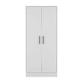 Mercer 2 Piece Bedroom Set, Armoire Nightstand, White And Smokey Oak King White White 2 Piece Set Bedroom Nightstand Included Engineered Wood