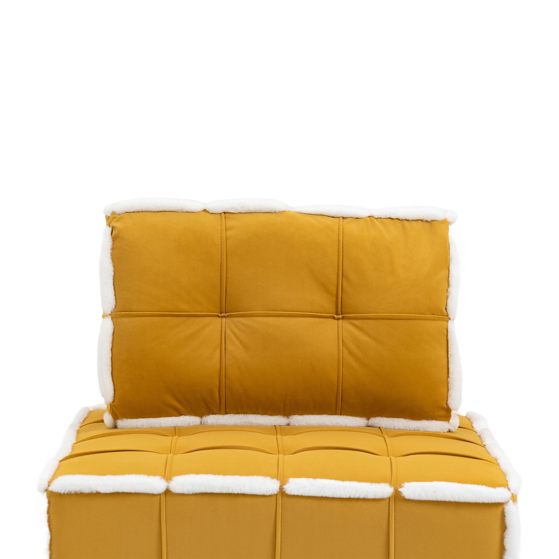 Coolmore Upholstered Deep Seat Armless Accent Single Lazy Sofa Lounge Arm Chair,Comfy Oversized Leisure Barrel Chairs For Living Room Office Meetingroom Aparment Bedroom Furniture Set Mustard Yellow Velvet