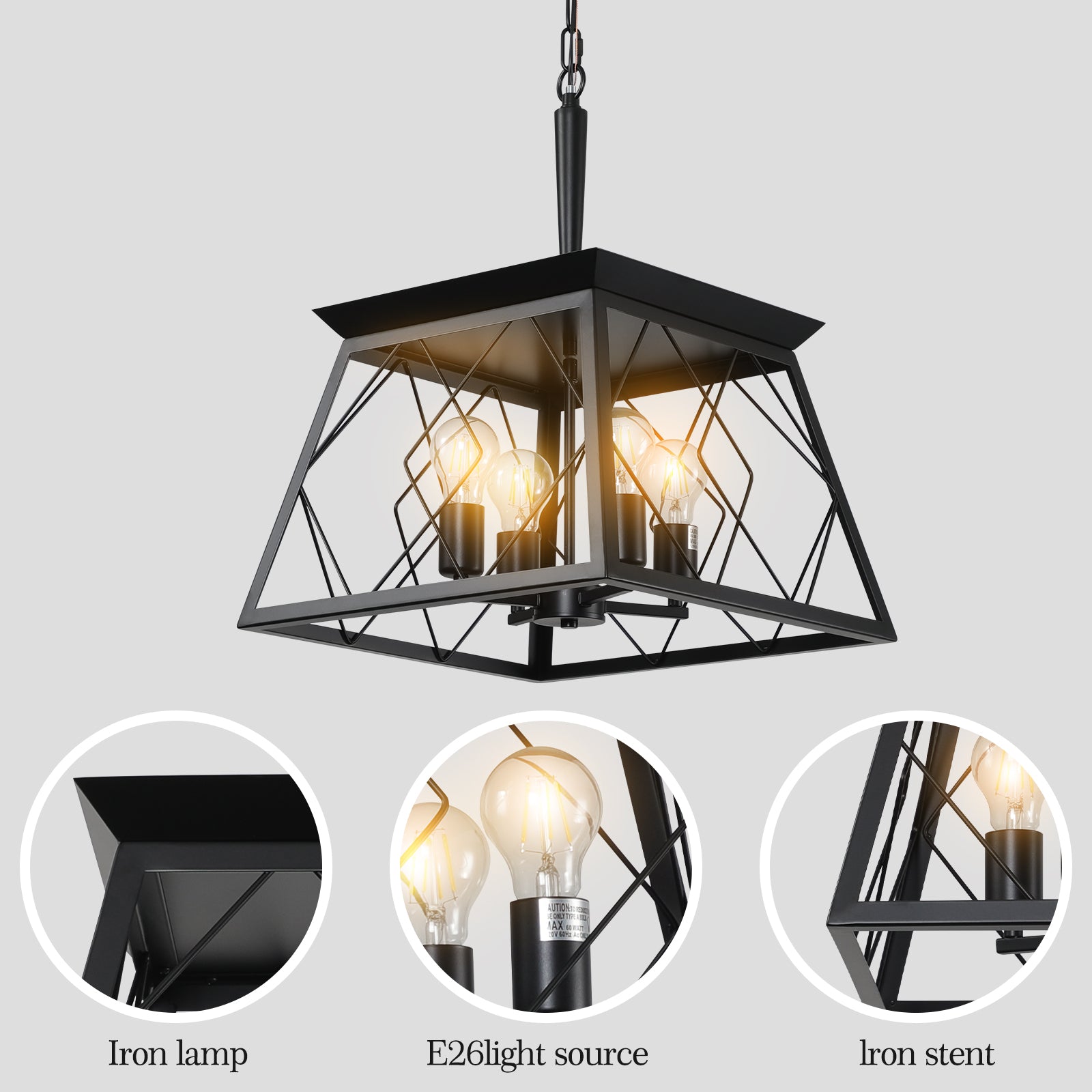 4 Light Farmhouse Chandeliers For Dining Room Black No Bulbs Black Ceiling Lights Farmhouse Iron