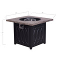 Faux Woodgrain Table Top And Steel Base Propane Outdoor Fire Pit Table With Lid Black Garden & Outdoor American Design Steel