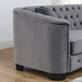 59 Inch Modern Chesterfield Velvet Sofa, 2 Seater Sofa, Upholstered Tufted Backrests With Arms And 2 Cushions For Living Room, Bedroom, Apartment, Office Grey Grey Primary Living Space Foam Velvet 2 Seat