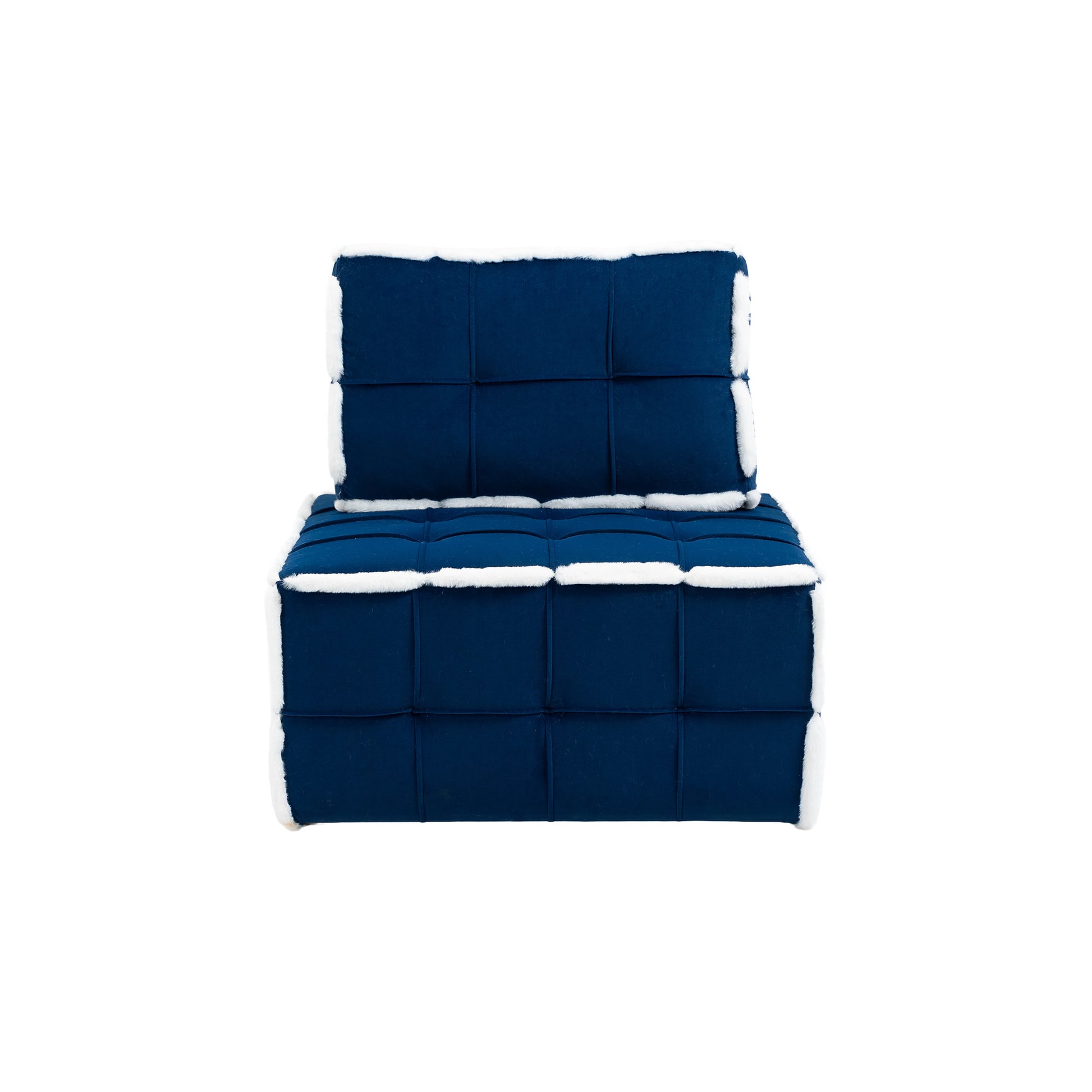 Coolmore Upholstered Deep Seat Armless Accent Single Lazy Sofa Lounge Arm Chair,Comfy Oversized Leisure Barrel Chairs For Living Room Office Meetingroom Aparment Bedroom Furniture Set Blue Velvet