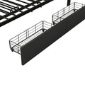 Metal Queen Size Storage Platform Bed With Twin Size Trundle And 2 Drawers, Black Queen Black Metal Bedroom Bed Frame Mdf Steel