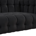 Modern 3 Piece Sofa Set With Solid Wood Legs, Buttoned Tufted Backrest, Dutch Fleece Upholstered Sofa Set Including Three Seater Sofa, Double Seat And Living Room Furniture Set Single Chair, Black Black Foam Polyester