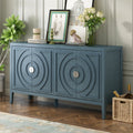 Retro Sideboard Door With Circular Groove Design Round Metal Door Handle For Entrance, Dinning Room, Living Room Antique Blue Antique Blue Mdf