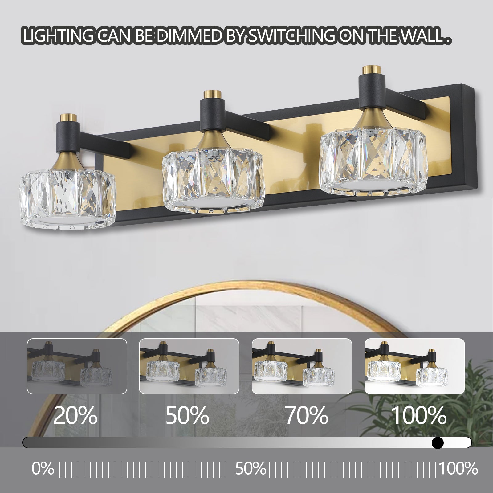 Led 3 Light Modern Crystal Bathroom Vanity Light Over Mirror Bath Wall Lighting Fixtures Yellow Brown Luxury,Modern Iron