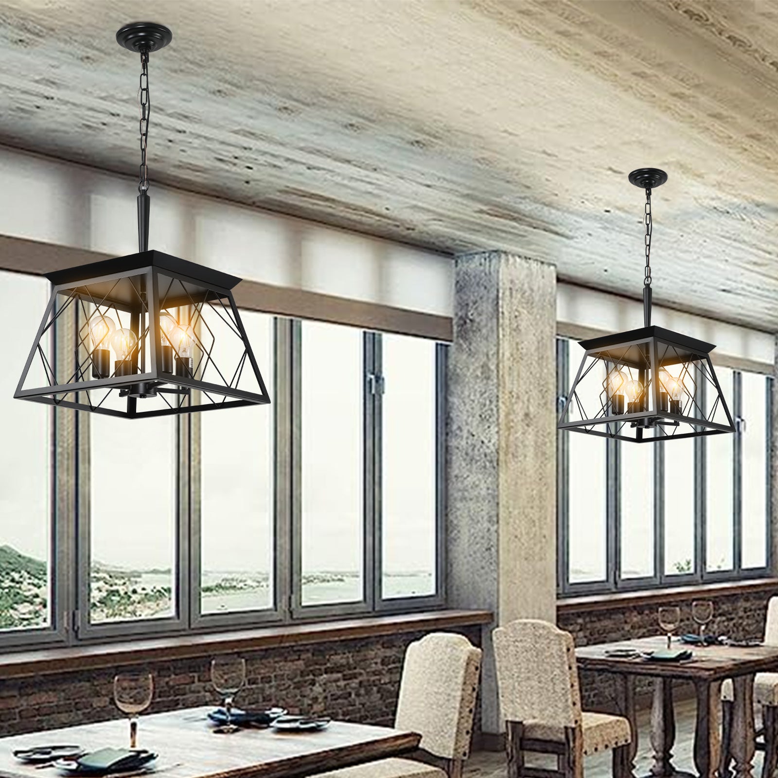 4 Light Farmhouse Chandeliers For Dining Room Black No Bulbs Black Ceiling Lights Farmhouse Iron