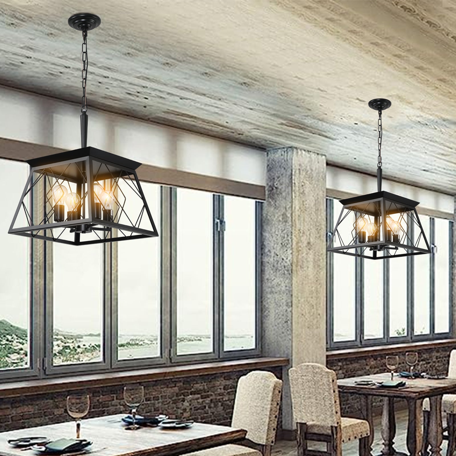 Same As W1340111203 L1009 4 Light Farmhouse Chandeliers For Dining Room Black No Bulbs Black Ceiling Lights Farmhouse Iron