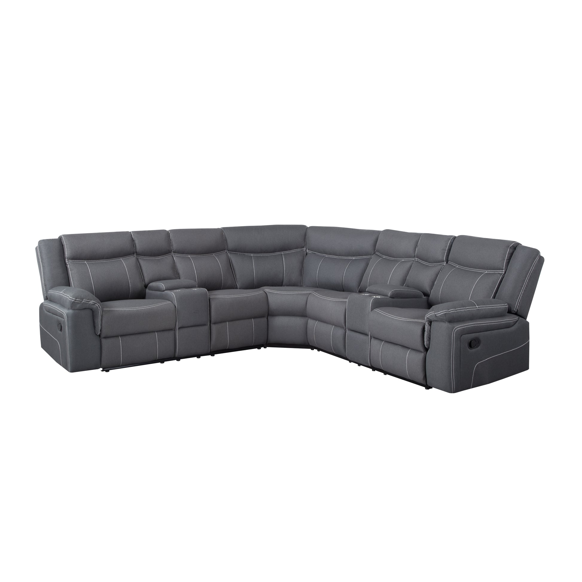 109.4'' Manual Reclining Sectional Sofa W223S00634 K2553S00003 Grey Polyester Blend 5 Seat