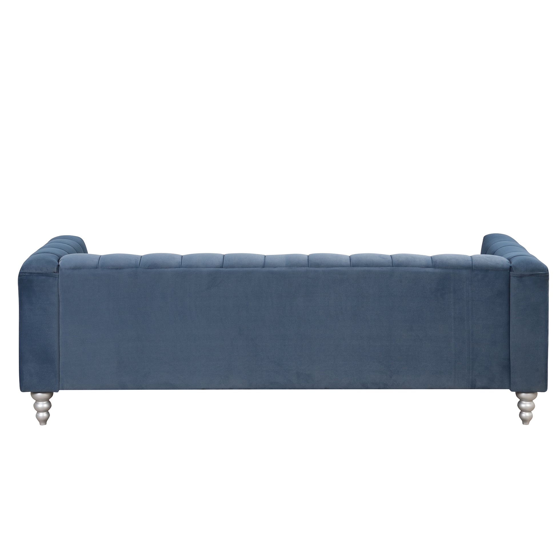 89" Modern Sofa Dutch Fluff Upholstered Sofa With Solid Wood Legs, Buttoned Tufted Backrest,Blue Blue Foam Polyester 3 Seat