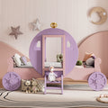 Twin Size Princess Carriage Bed With Crown,Wood Platform Car Bed With Stair,Purple Pink Pink Wood