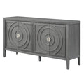 Retro Sideboard Door With Circular Groove Design Round Metal Door Handle For Entrance, Dinning Room, Living Room Gray Gray Mdf