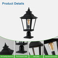 Outdoor Glass Column Headlights Supports Multiple Types Of Light Bulbs 2Pack Black Traditional Aluminum