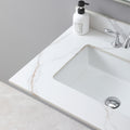 31Inch Bathroom Vanity Top Stone Carrara Gold Style Tops With Rectangle Undermount Ceramic Sink And Back Splash With 3 Faucet Hole For Bathrom Cabinet White Sintered Stone