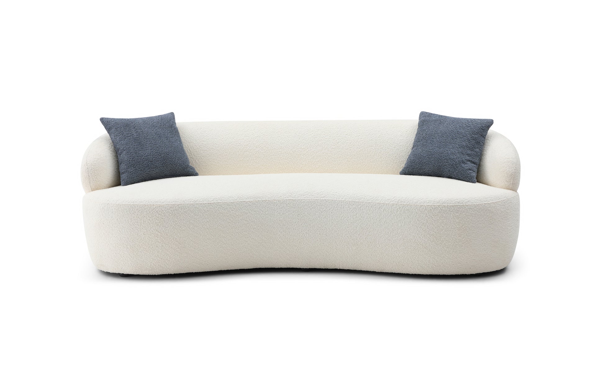 Mid Century Modern Curved Sofa, 3 Seat Cloud Couch Boucle Sofa Fabric Couch For Living Room, Bedroom, Office Beige Upholstered 3 Seat