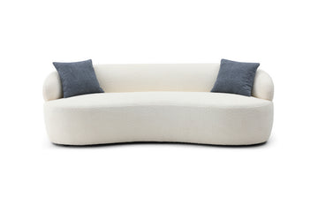 Mid Century Modern Curved Sofa, 3 Seat Cloud Couch Boucle Sofa Fabric Couch For Living Room, Bedroom, Office Beige Upholstered 3 Seat