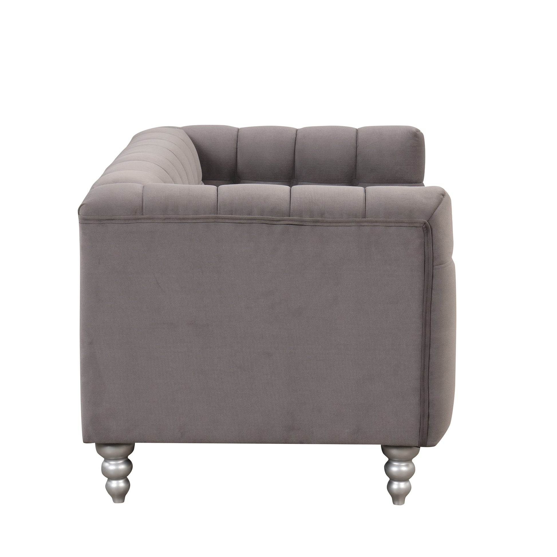 63" Modern Sofa Dutch Fluff Upholstered Sofa With Solid Wood Legs, Buttoned Tufted Backrest,Gray Gray Foam Polyester 2 Seat