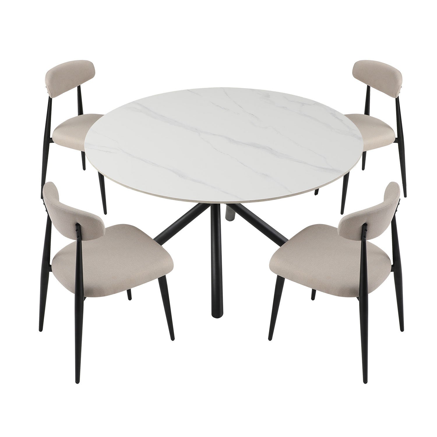 Dining Chairs Set Of 4, Upholstered Chairs With Metal Legs For Kitchen Dining Room Light Grey Light Grey Foam Metal