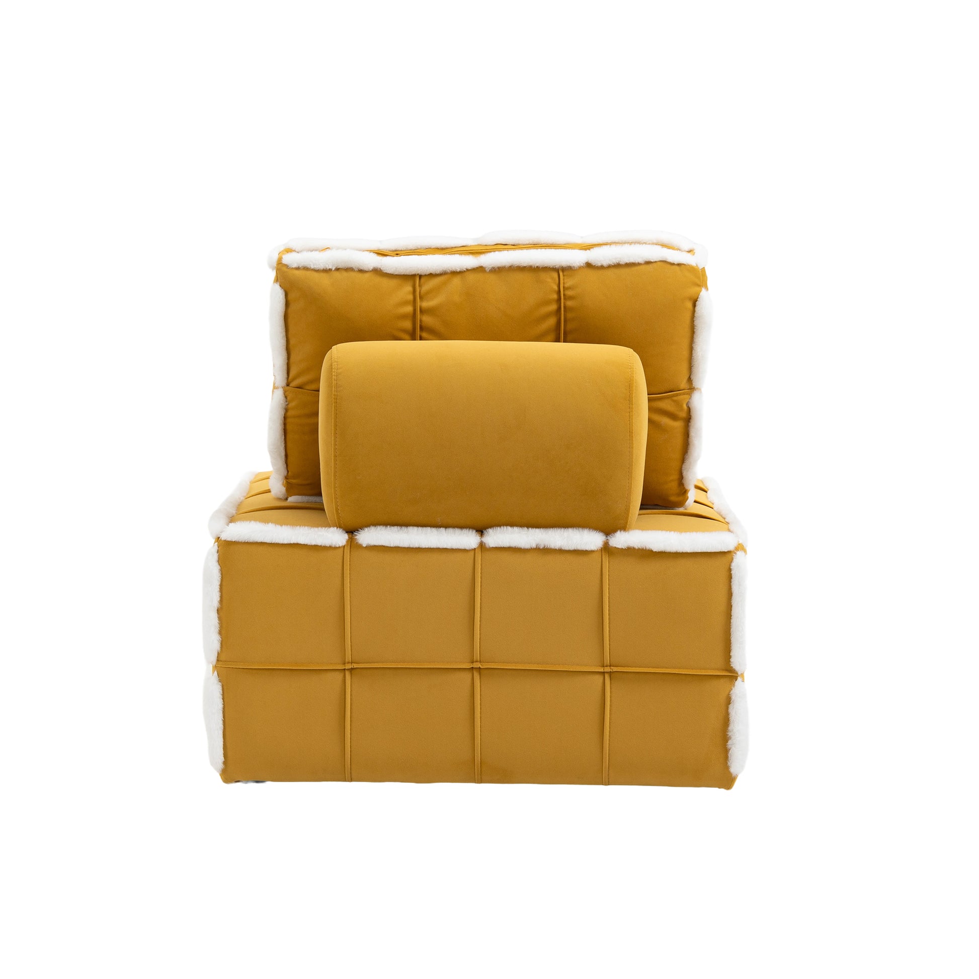 Coolmore Upholstered Deep Seat Armless Accent Single Lazy Sofa Lounge Arm Chair,Comfy Oversized Leisure Barrel Chairs For Living Room Office Meetingroom Aparment Bedroom Furniture Set Mustard Yellow Velvet