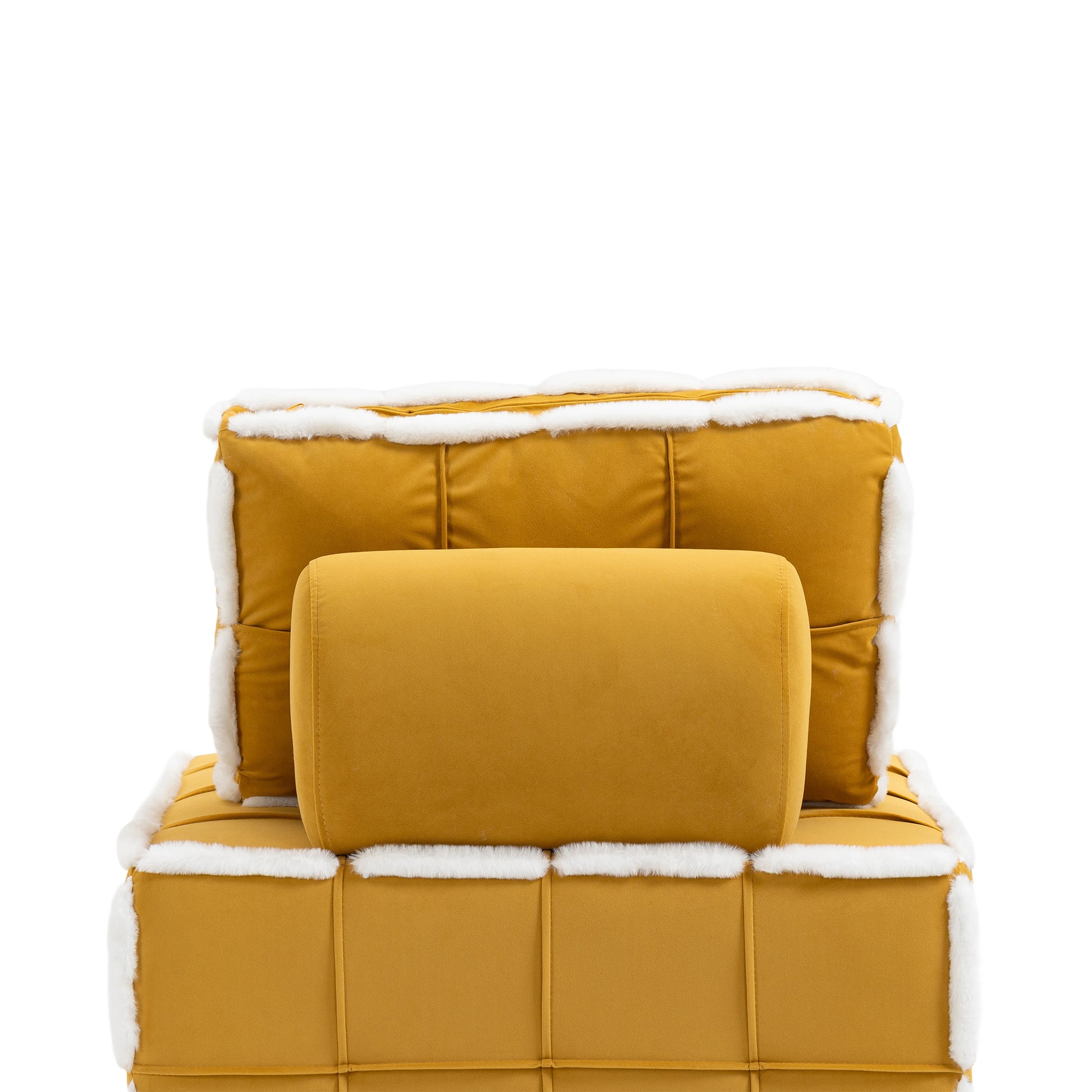 Coolmore Upholstered Deep Seat Armless Accent Single Lazy Sofa Lounge Arm Chair,Comfy Oversized Leisure Barrel Chairs For Living Room Office Meetingroom Aparment Bedroom Furniture Set Mustard Yellow Velvet