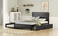 Metal Full Size Storage Platform Bed With Twin Size Trundle And 2 Drawers, Black Full Black Metal Bedroom Bed Frame Mdf Steel