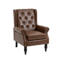 Coolmore Wood Frame Armchair, Modern Accent Chair Lounge Chair With Sturdy Wood Legs For Living Room Bedroom Brown Pu Brown Pu Foam Pu Leather
