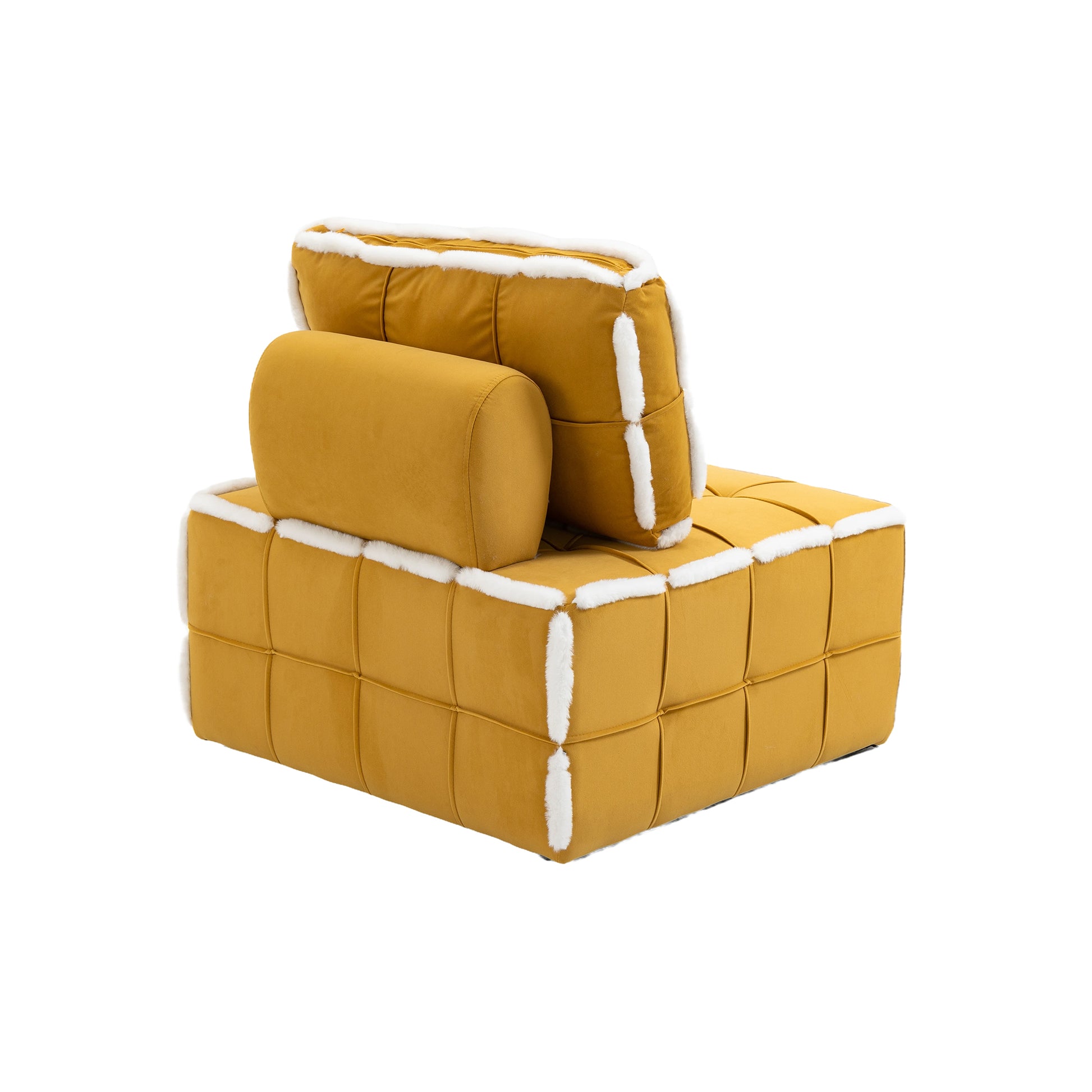 Coolmore Upholstered Deep Seat Armless Accent Single Lazy Sofa Lounge Arm Chair,Comfy Oversized Leisure Barrel Chairs For Living Room Office Meetingroom Aparment Bedroom Furniture Set Mustard Yellow Velvet