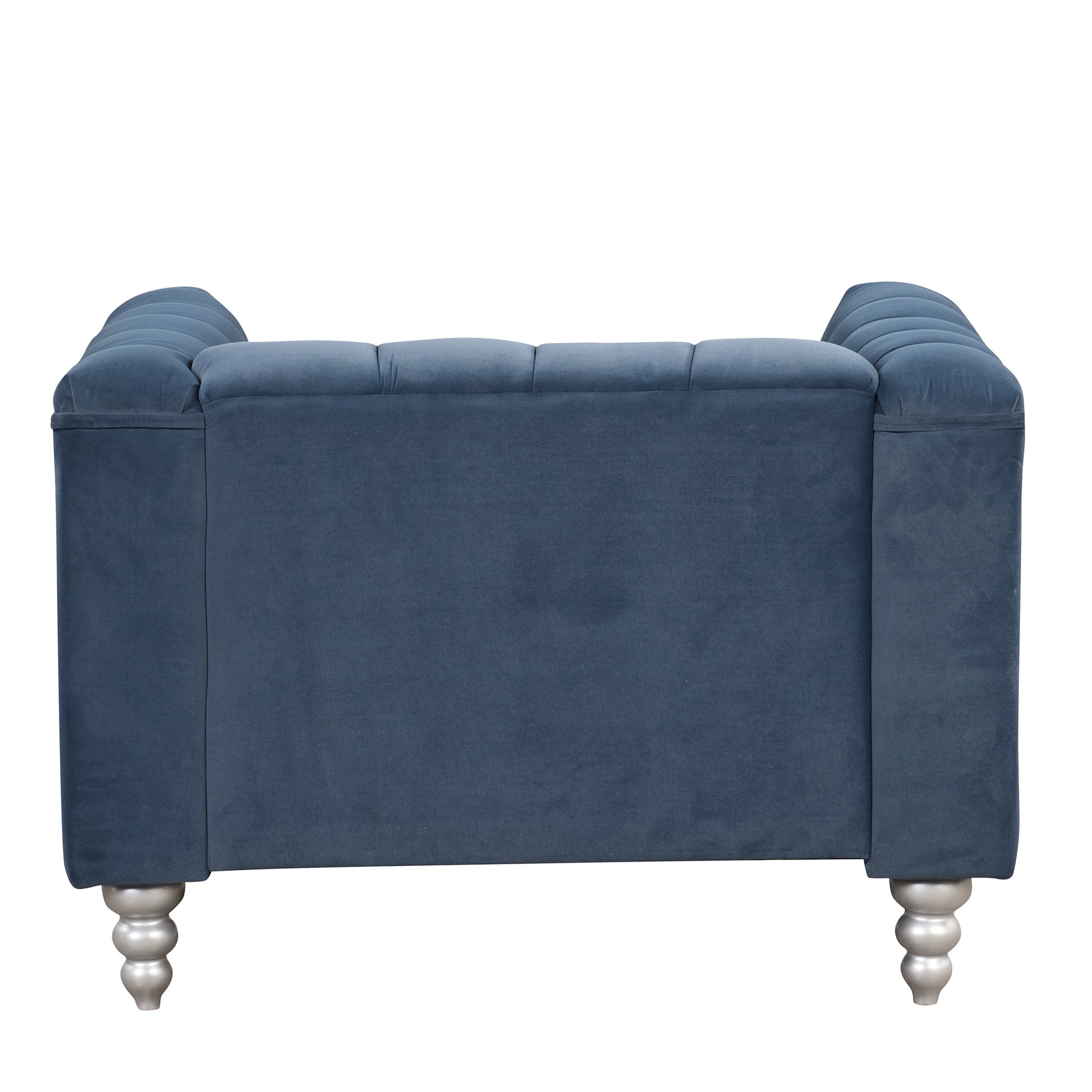 42" Modern Sofa Dutch Fluff Upholstered Sofa With Solid Wood Legs, Buttoned Tufted Backrest,Blue Blue Foam Polyester 1 Seat