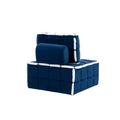 Coolmore Upholstered Deep Seat Armless Accent Single Lazy Sofa Lounge Arm Chair,Comfy Oversized Leisure Barrel Chairs For Living Room Office Meetingroom Aparment Bedroom Furniture Set Blue Velvet