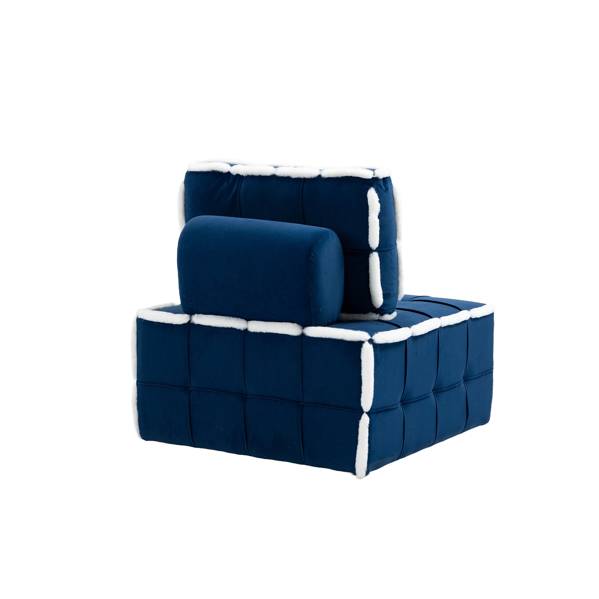 Coolmore Upholstered Deep Seat Armless Accent Single Lazy Sofa Lounge Arm Chair,Comfy Oversized Leisure Barrel Chairs For Living Room Office Meetingroom Aparment Bedroom Furniture Set Blue Velvet