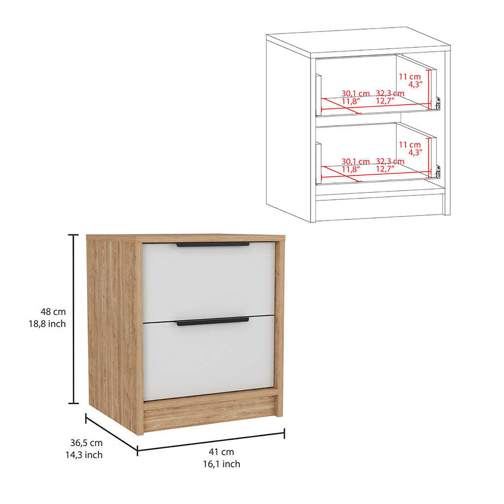 Elirya 2 Piece Bedroom Set, Armoire Nightstand, White And Light Oak King White White 2 Piece Set Bedroom Nightstand Included Engineered Wood