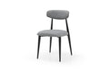 Modern Dining Chairs Set Of 2, Curved Backrest Round Upholstered And Metal Frame, Grey Gray Foam Metal